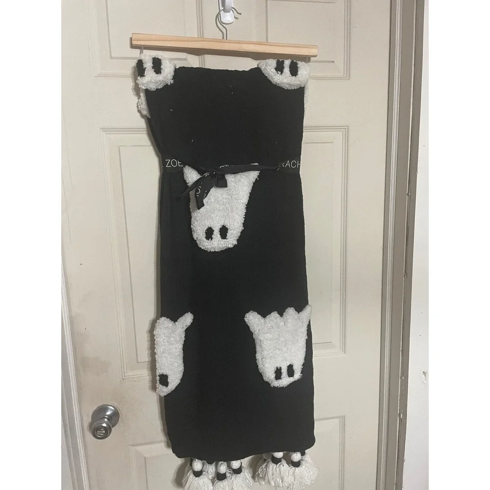 Rachel Zoe Oversized Decorative Throw Blanket Black White Ghost Halloween‎